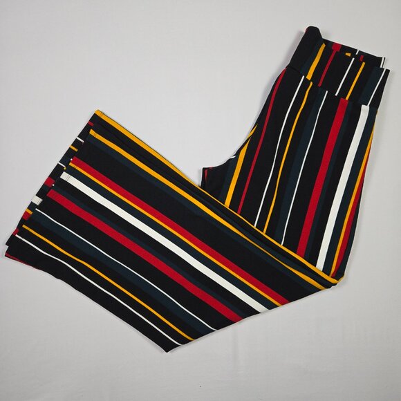 Fashion Nova 1X High Rise Wide Leg Pants Multicolor Stripe Zip Front Stretch - Picture 3 of 12